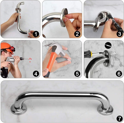 2 Pieces Bathroom Grab Bar 304 Stainless Steel - 30cm - 500lbs Load Capacity - For the Elderly