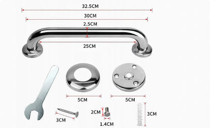 2 Pieces Bathroom Grab Bar 304 Stainless Steel - 30cm - 500lbs Load Capacity - For the Elderly
