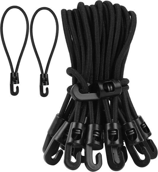 Elastic ropes with hooks - 20 pieces, 10 cm each - Multifunctional tarpaulin tensioner - Rubber tensioner - Suitable for tarpaulins, tents, camping.