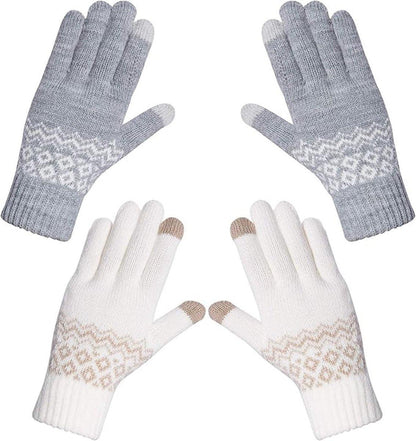 Gloves-men's gloves Women's winter gloves - Snowflake print Warm touchscreen gloves - Unisex - Reusable.