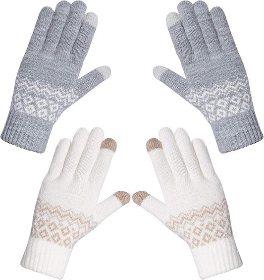 Gloves-men's gloves Women's winter gloves - Snowflake print Warm touchscreen gloves - Unisex - Reusable.