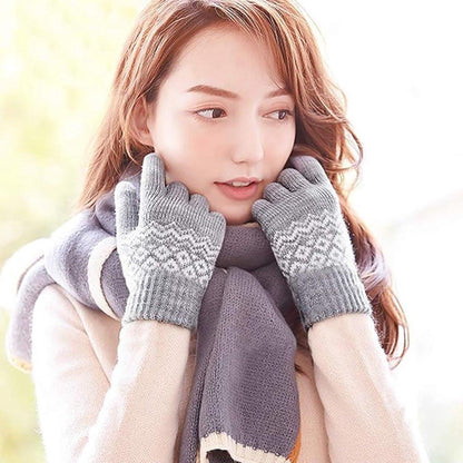 Gloves-men's gloves Women's winter gloves - Snowflake print Warm touchscreen gloves - Unisex - Reusable.
