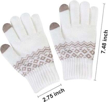 Gloves-men's gloves Women's winter gloves - Snowflake print Warm touchscreen gloves - Unisex - Reusable.