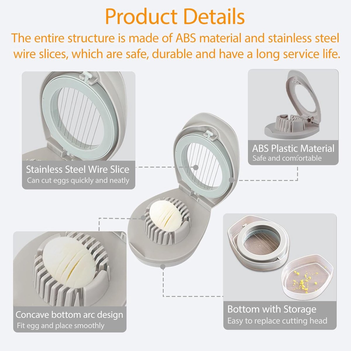 Egg slicer - stainless steel egg slicer - Suitable for slicing eggs - Multifunctional egg slicer - Comes with storage box - Also suitable for slicing eggs, strawberries, and other soft fruit.
