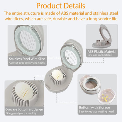 Egg slicer - stainless steel egg slicer - Suitable for slicing eggs - Multifunctional egg slicer - Comes with storage box - Also suitable for slicing eggs, strawberries, and other soft fruit.
