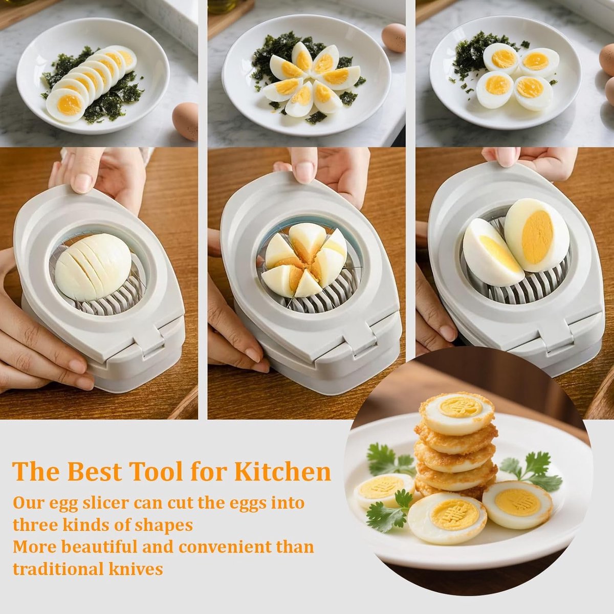Egg slicer - stainless steel egg slicer - Suitable for slicing eggs - Multifunctional egg slicer - Comes with storage box - Also suitable for slicing eggs, strawberries, and other soft fruit.