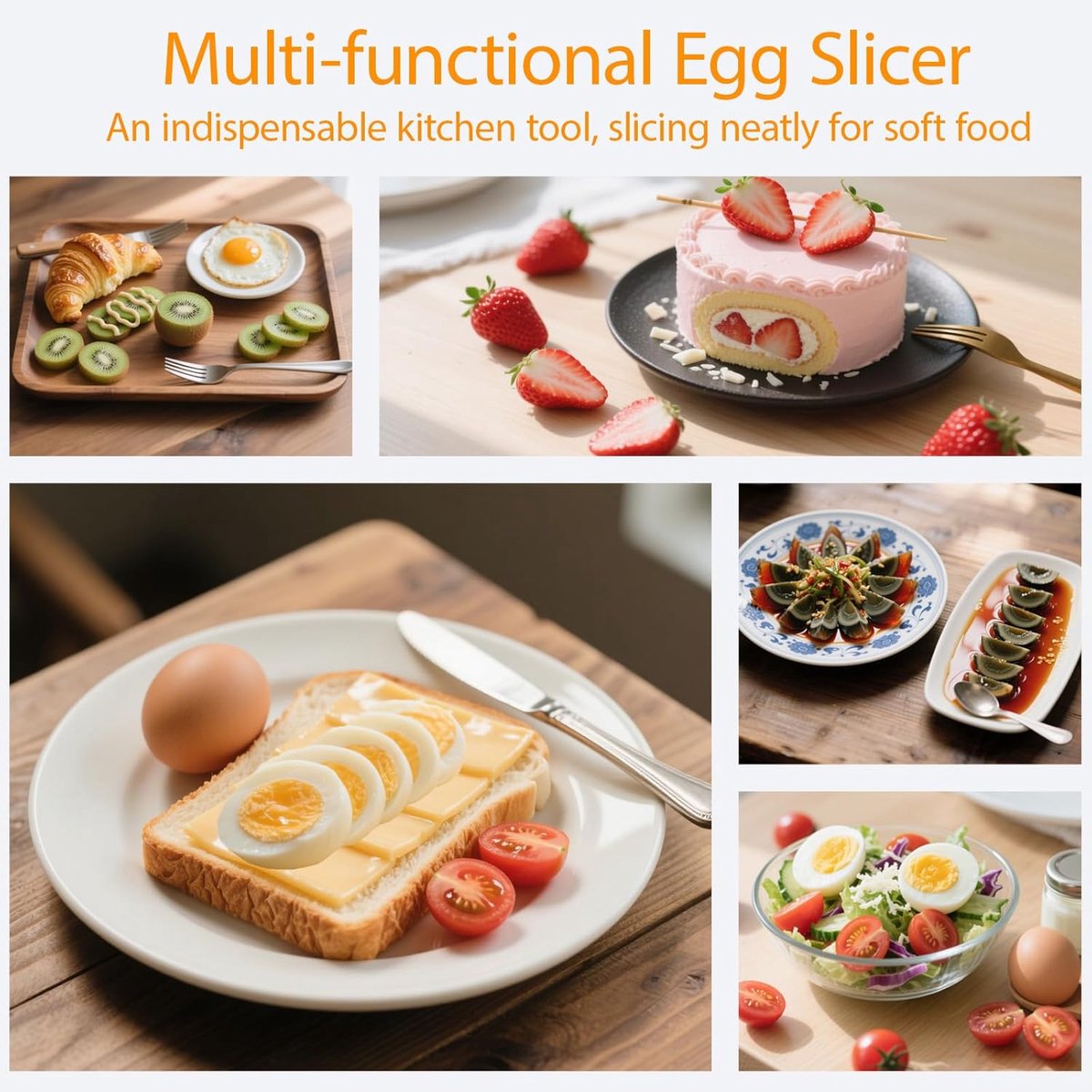 Egg slicer - stainless steel egg slicer - Suitable for slicing eggs - Multifunctional egg slicer - Comes with storage box - Also suitable for slicing eggs, strawberries, and other soft fruit.