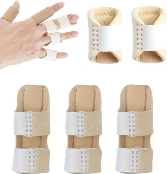 Finger Brace - Finger Splint - Adjustable - Bendable - One Size - Suitable for All Fingers - Finger Protectors - Universal Finger Stabilizer - 3 Finger Splints + 2 Short Finger Plates