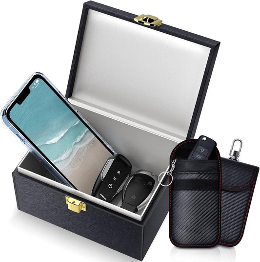 RFID Car Key Anti-Theft - RFID Protective Case Car Key - Protective Case Car Key Box - Car Key Safe - RFID Anti-Theft Box - Faraday Box Car Key - Faraday Box - Keyless Entry Case - Key Pouch - Key Bags - Three-Piece Set.