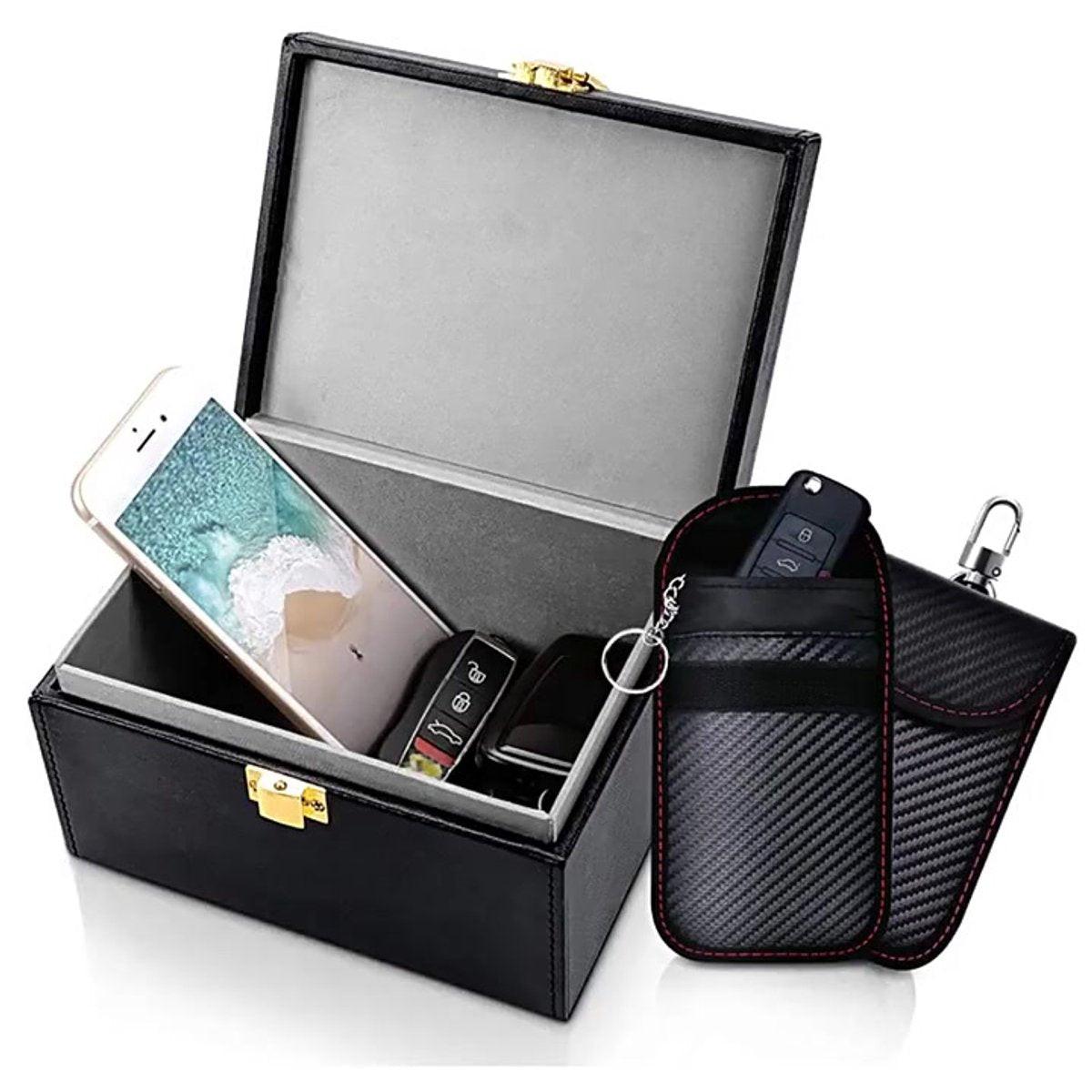 RFID Car Key Anti-Theft - RFID Protective Case Car Key - Protective Case Car Key Box - Car Key Safe - RFID Anti-Theft Box - Faraday Box Car Key - Faraday Box - Keyless Entry Case - Key Pouch - Key Bags - Three-Piece Set.