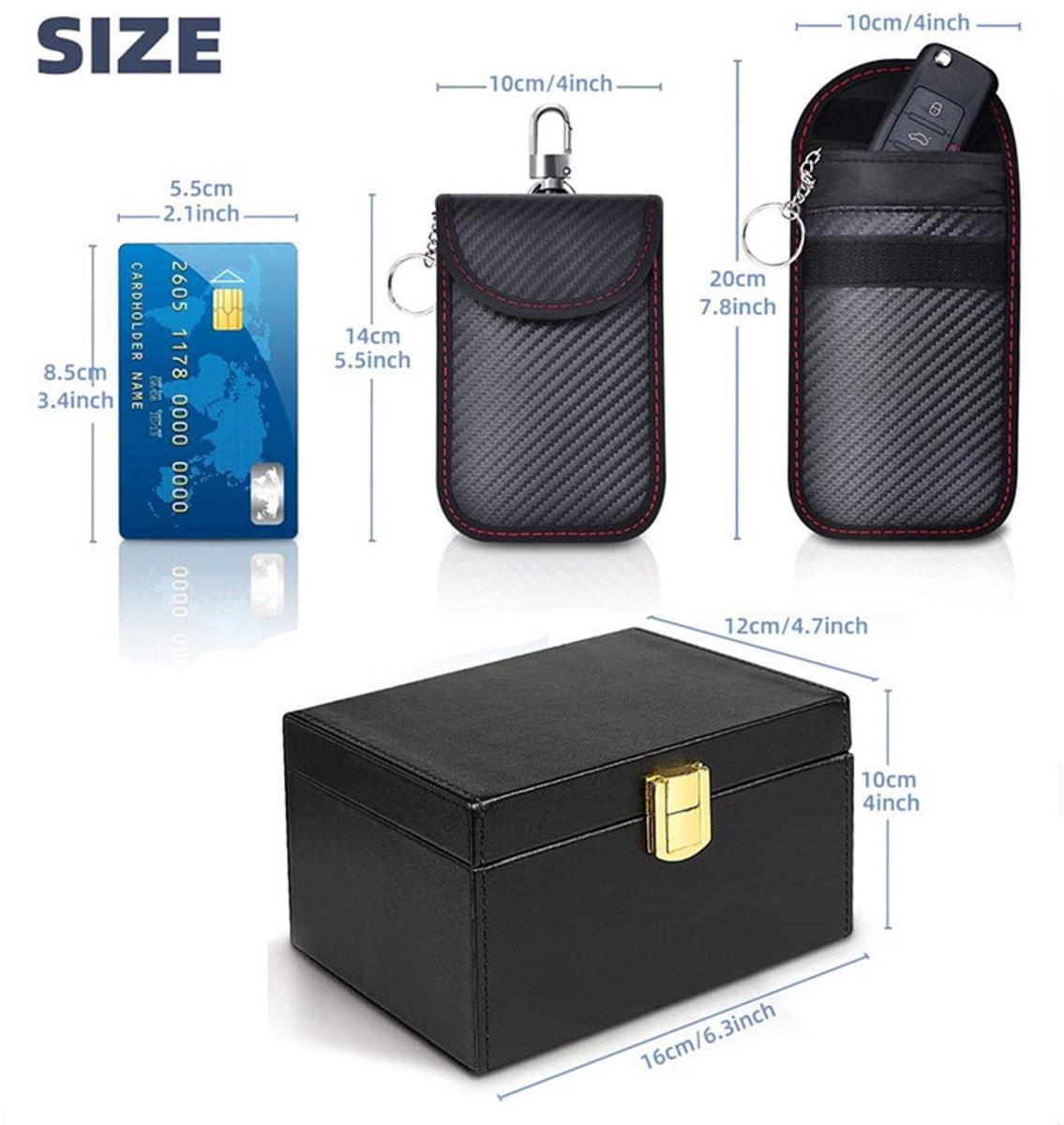 RFID Car Key Anti-Theft - RFID Protective Case Car Key - Protective Case Car Key Box - Car Key Safe - RFID Anti-Theft Box - Faraday Box Car Key - Faraday Box - Keyless Entry Case - Key Pouch - Key Bags - Three-Piece Set.