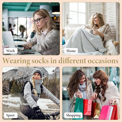 Pairs Women's Cotton Knee Socks - Moisture-Wicking - Winter Knee Socks Warm Long Boots - Seamless - Warm Knee Socks - Women's Warm Socks - Comfortable Compression Socks - Prevent Painful Legs and Feet - One Size 5 Colors