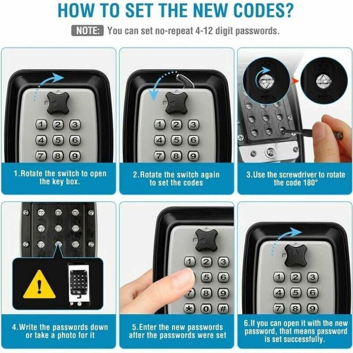 Waterproof Secure Key Box - Wall-Mounted Key Box - Indoor & Outdoor Key Safe - Secure Wall-Mounted Key Box - Combination Lock - Share Access to Your Keys in Complete Safety - Stainless Steel.
