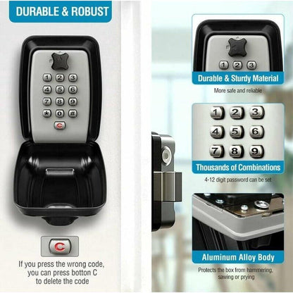 Waterproof Secure Key Box - Wall-Mounted Key Box - Indoor & Outdoor Key Safe - Secure Wall-Mounted Key Box - Combination Lock - Share Access to Your Keys in Complete Safety - Stainless Steel.