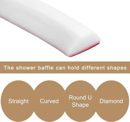 Shower Strip - Water Stopper - Shower Door Seal - Shower Threshold Leak Strip - 2.8*100cm - White - Self-Adhesive - Shower Threshold - Anti-water strip - for kitchen countertop, hob, bathtub