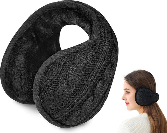 Warm Ear Warmers - Ear Warmer - Classic Winter Ear Warmers - Fleece Ear Warmers - Wraparound Sturdy Soft Comfortable Plush - Fleece Headband - Ear Warmer Hat - Sports Headband Hairband - Cycling Walking Winter Sports - Unisex - Women / Men - Black.