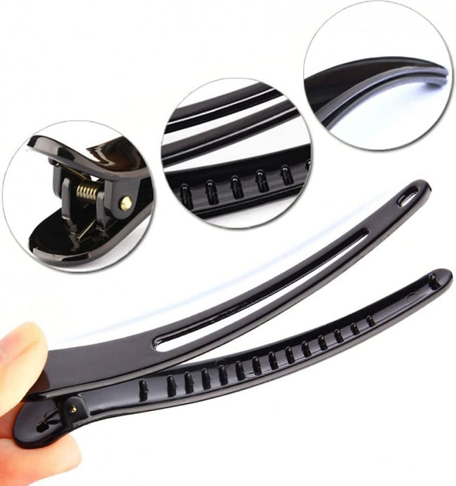 Hairdresser Hair Clips - 12 Pieces - Hair Clip - Sturdy Flat-Nose Hair Clip - Professional Hairdresser Hair Clips - Sectioning Clip - Hair Clips - Hair Pin - Hairdresser Hair Tools - Clips - Clips - Clamp - Black Clamps Main Image