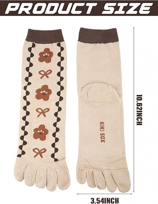 Toe Socks - Women's - Toe Socks - 6 Pairs - Cotton - Yoga Socks - Smooth Toe Seam - No Annoying Seams - Toe Socks - Toesocks - Ladies - Runner Toe Socks - Sneaker Socks - Antibacterial - Breathable - Elasticity - Comfortable Socks