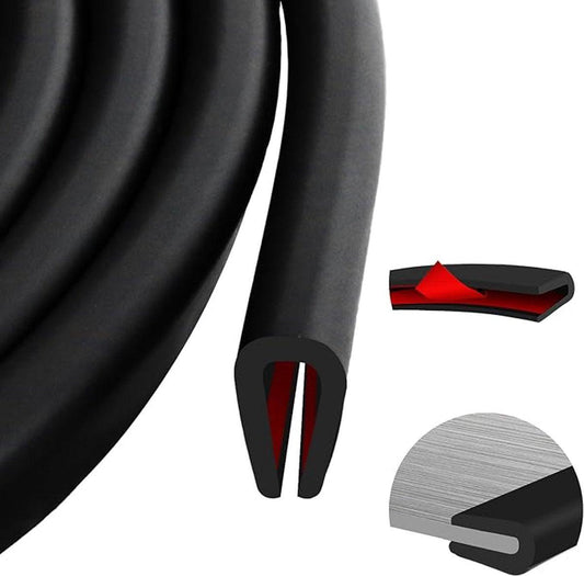 U-shaped rubber seal - Rubber profile - Flexible U-shaped rubber profile - Door edge protection strip - Snap-on rubber - Edge protection - Door panel protection - Baby safety - Table corner (3 m - 2 mm).