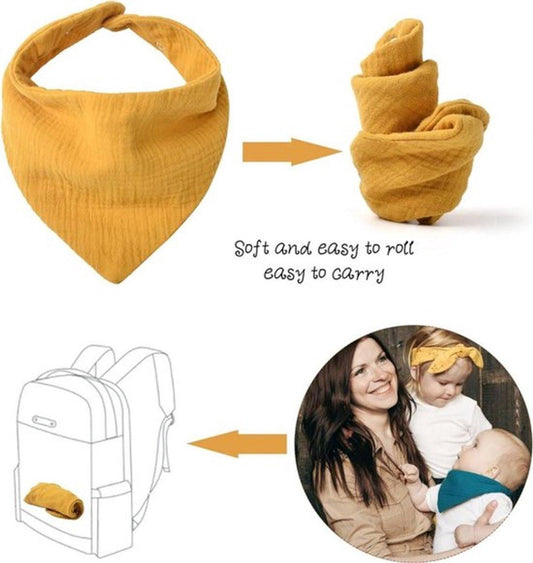 Baby Bibs - Set of 10 - Soft - Washable - Bibs - Drool Bibs - Drool Cloths for Babies and Children - Baby Bibs - Burp Cloths - Baby Neck Scarf - Adjustable Snap Fastener - Perfect for Feeding, Drooling, and Clothing Protection.