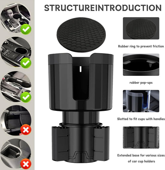 Car Cup Holder - Adjustable Cup Holder - Universal - Coffee Holder - Drink Holder - Soft Drink Holder - Large Drink Bottle Holder - Can Holder - Cupholder - Max 10.5 Cm Diameter - Expandable Base - Interior Accessories