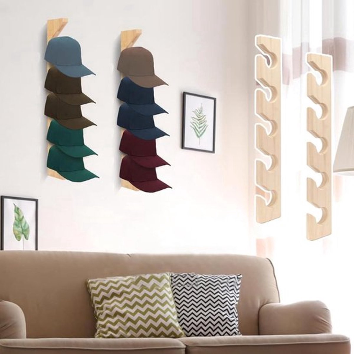 Hat Rack - 2 Pieces - Cap Rack - Cap Holder - Storage for Caps and Holders - Organizer for Caps - Coat Hook - Wall Coat Rack - Wall Hooks - Clothes Hooks - Towel Hook - Kitchen Hook - For Various Hats - Includes Screws