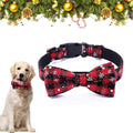 Christmas Dog Bow Tie - Festive Dog Bow Tie - Collar with Bow - Dog Collar - Red - Checkered Bowtie - Adjustable Neckline - Dog Accessories - Dog Clothing - Dogwear - Christmas - Gift - Size L