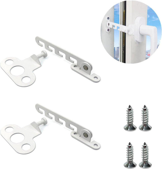 Pieces Window Stopper - Window Limiter - Window Security - Child Lock for Window - Window Tilt Regulator for Adjusting the Window Opening - Suitable for Any Window - Window Lock - Locks for Windows - Child Lock - Safety - Frame Lock - Small Lock - White.