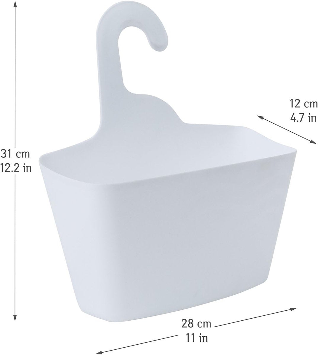 Hanging Shower Baskets Set of 2 - Hangable Shower Rod Basket Rack with Hook - Hanging Bathroom / Shower Basket Bathroom Basket Shampoo Holder with Hanging Hook - Hang Shower Basket Without Drilling and Screwing - White
