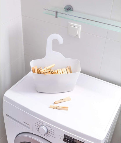Hanging Shower Baskets Set of 2 - Hangable Shower Rod Basket Rack with Hook - Hanging Bathroom / Shower Basket Bathroom Basket Shampoo Holder with Hanging Hook - Hang Shower Basket Without Drilling and Screwing - White