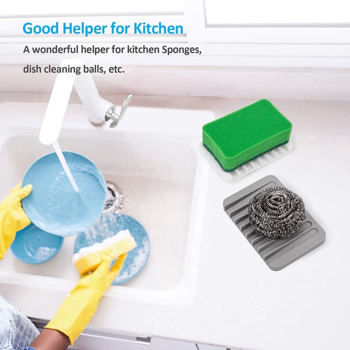 2x Soap Dish - Silicone Soap Dish - Hand Soap - Soap Holder with Drain - Bathroom Accessories - Soap Holder - Soap Mat - Soap Rack - Soap Box - Shower - Sustainable - Grey and White