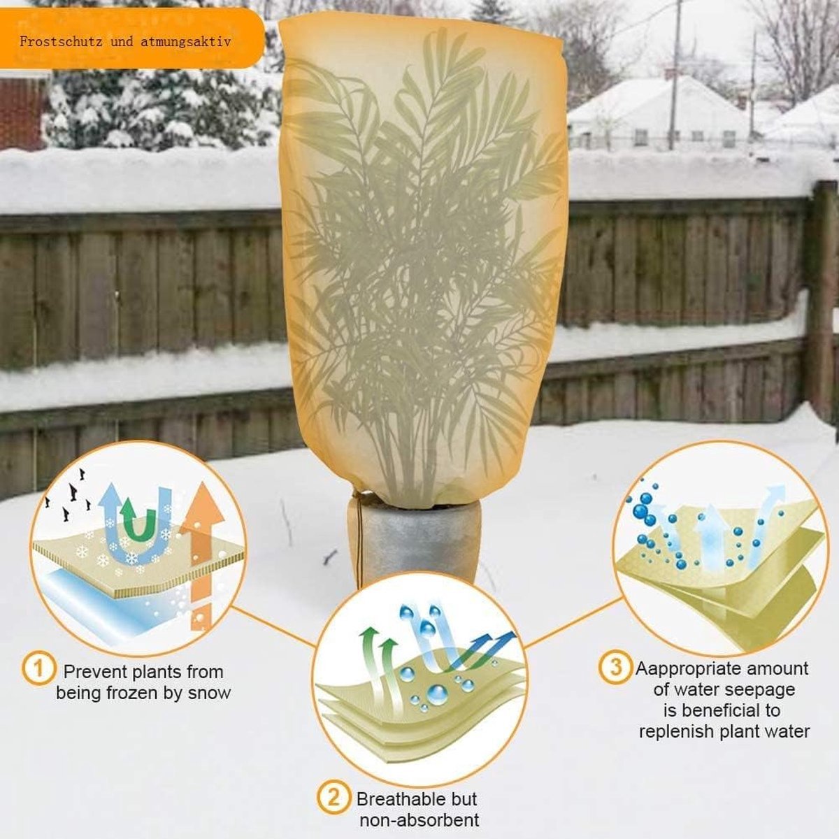 Frost Protection Plant Cover - 2 Pieces - Plant Cover - Frost Non-Woven Fabric - Plant Protective Covers - Plant Protection - Winter Protective Cover Tree/Plant - 60x80cm - Frost Protection Cover Plants - Winter Cover - Durable - Zipper - UV Permeable