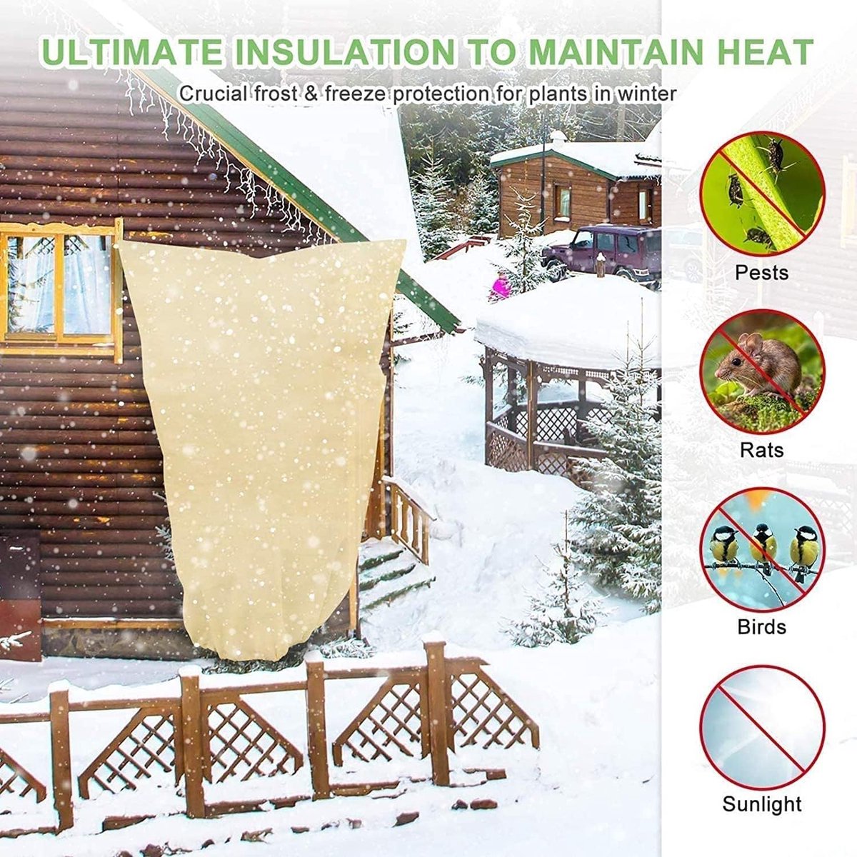 Frost Protection Plant Cover - 2 Pieces - Plant Cover - Frost Non-Woven Fabric - Plant Protective Covers - Plant Protection - Winter Protective Cover Tree/Plant - 60x80cm - Frost Protection Cover Plants - Winter Cover - Durable - Zipper - UV Permeable