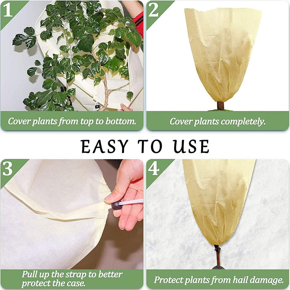 Frost Protection Plant Cover - 2 Pieces - Plant Cover - Frost Non-Woven Fabric - Plant Protective Covers - Plant Protection - Winter Protective Cover Tree/Plant - 60x80cm - Frost Protection Cover Plants - Winter Cover - Durable - Zipper - UV Permeable
