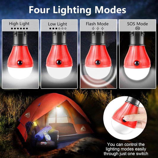 Camping Lamp - 4-Piece - Camping - Creative Adjustable LED Tent Lamp - Portable Camping Lamp - Camp Lamp - Tent Lighting - Lights - IPX4 Waterproof - Bright - Battery Operated Emergency - 4 Lighting Modes - for Outdoor / Fishing / Travel / Camping.