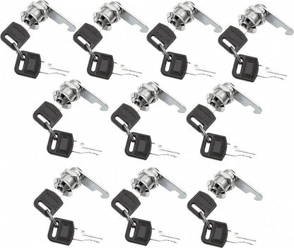 Tilt Lock - 10 Pieces - Locker Lock - Letterbox Lock - 16 mm - Includes 20 Keys - Furniture Lock - Drawer Lock - Small Lock with Keys - Sturdy Letterbox Lock - Protect Your Privacy - 10-Piece Value Set.