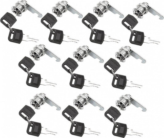 Tilt Lock - 10 Pieces - Locker Lock - Letterbox Lock - 16 mm - Includes 20 Keys - Furniture Lock - Drawer Lock - Small Lock with Keys - Sturdy Letterbox Lock - Protect Your Privacy - 10-Piece Value Set.