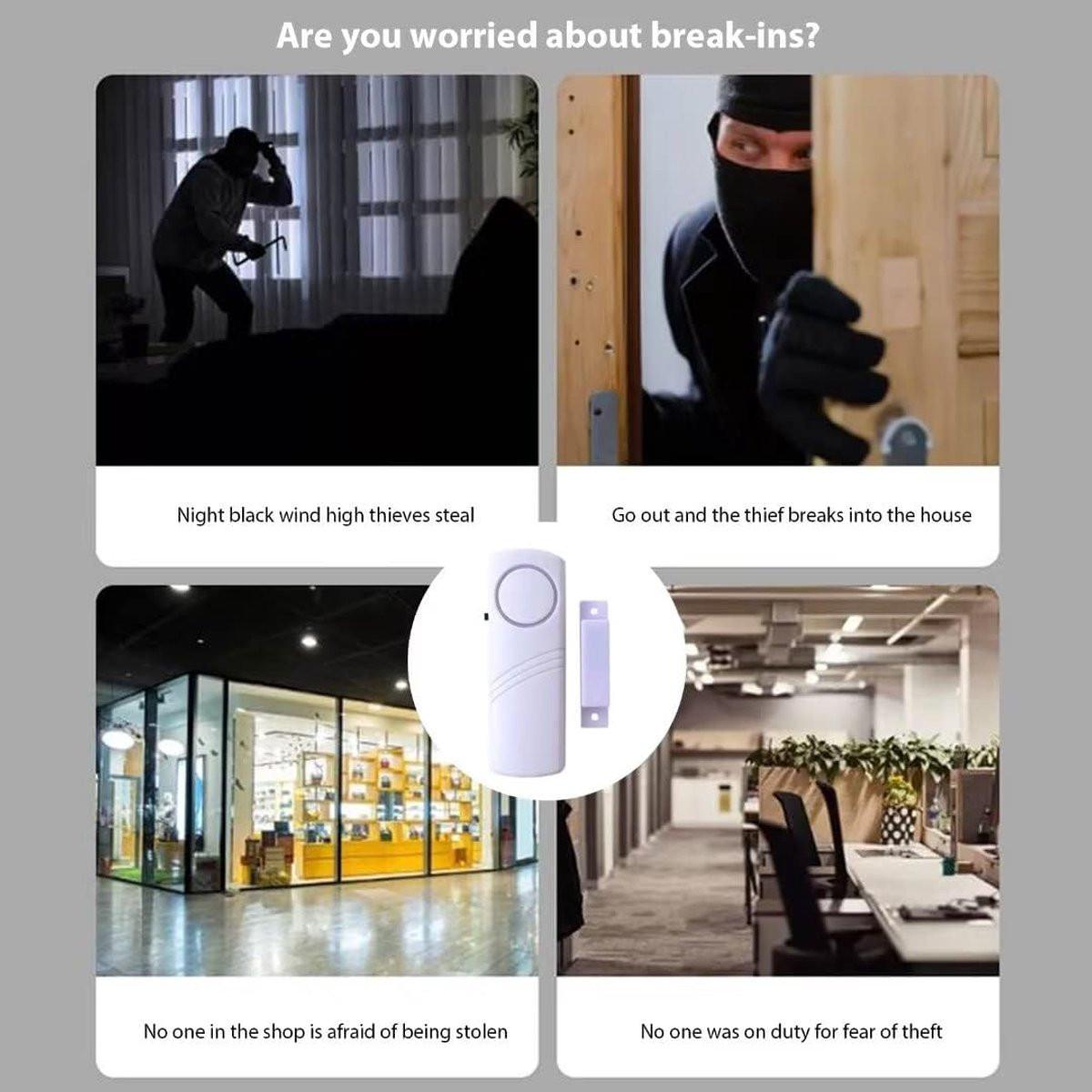 Alarm - 6-piece - Professional door/window alarm - Siren - Security Siren - Wireless anti-burglary alarm - Home burglary - Magnetically operated - Motion sensor - Window/door sensors - Practical - loud - 90dB - Safe and Rest assured.