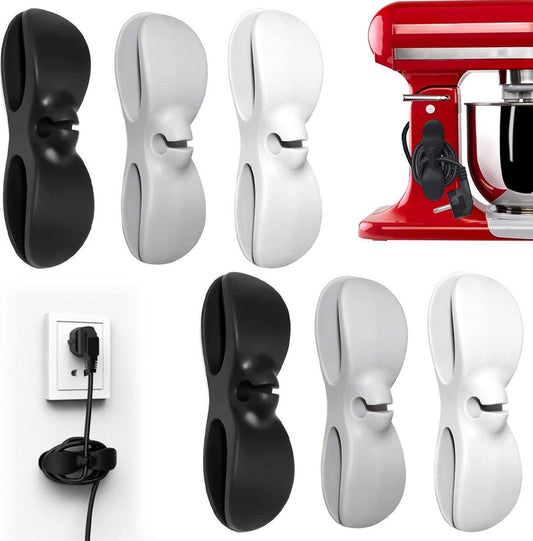 Cable Organizer - 6 Pieces - Cable Organizer - Cable Reels - Winder Cord Clip - Cable Wire Clips - Cord Holder - Cable Holders - Kitchen Organizers - Cable Reel Devices - Cable Holder - Gadget Accessories - Self-Adhesive - Black/Gray/White.