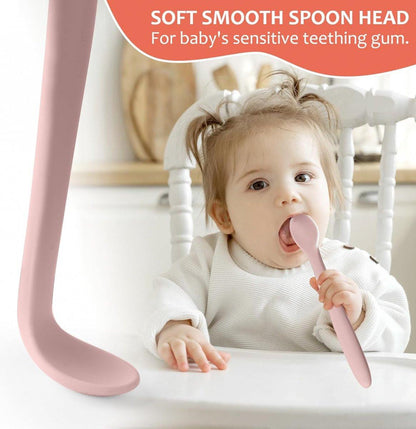 Silicone Baby Spoons - 6 Pieces - Children's Spoons - BPA Free - Cutlery Spoon - Soft Spoons - Baby Cutlery - Children's Cutlery - Feeding Spoon - Spoons for Learning to Eat with Cutlery - Tablespoon.