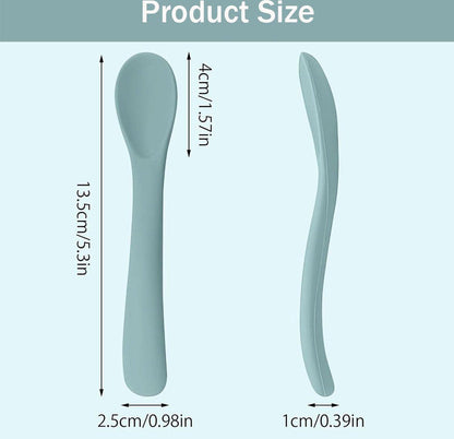 Silicone Baby Spoons - 6 Pieces - Children's Spoons - BPA Free - Cutlery Spoon - Soft Spoons - Baby Cutlery - Children's Cutlery - Feeding Spoon - Spoons for Learning to Eat with Cutlery - Tablespoon.