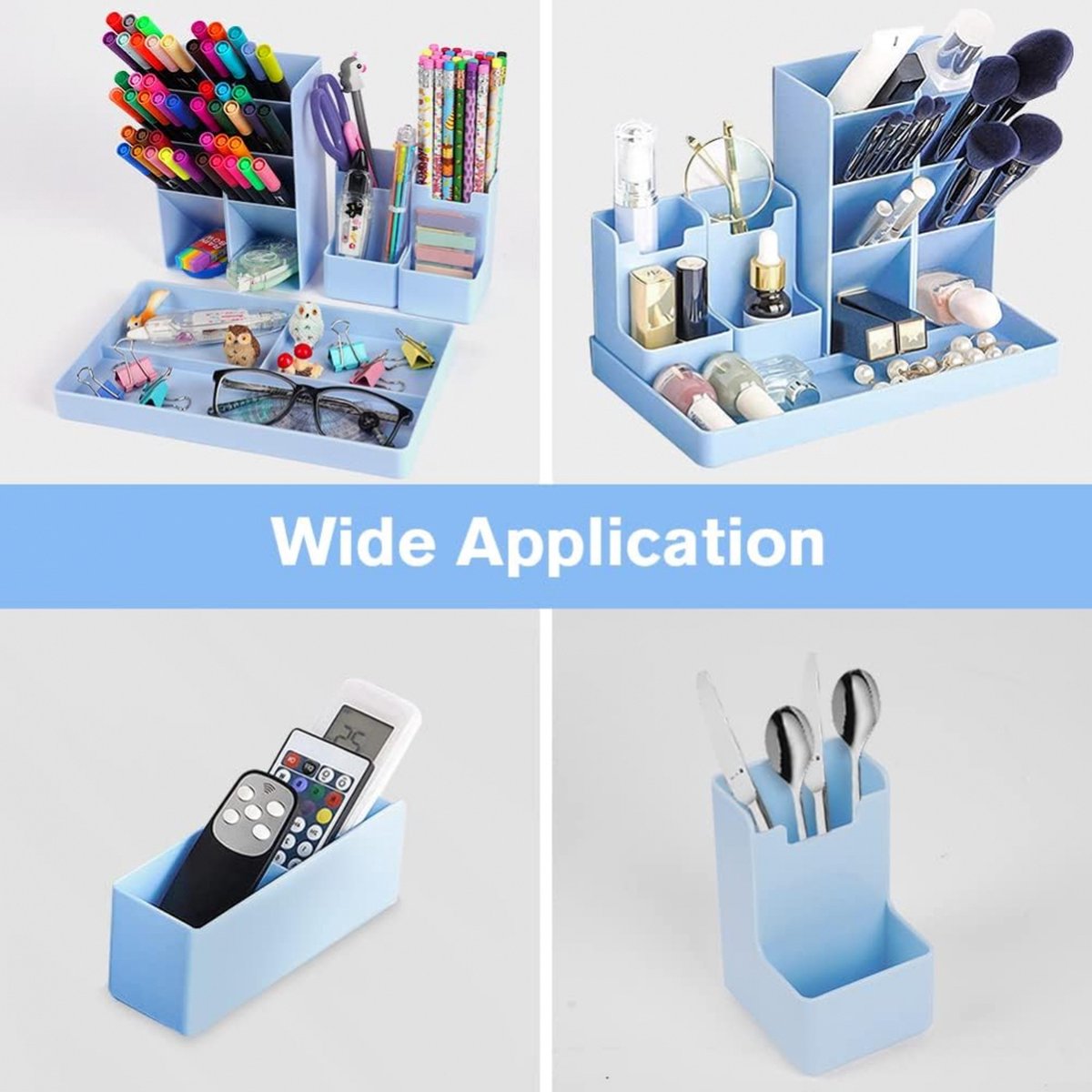 Pen Tray - 13 Compartments - Pen Holder - Desk Organizer - Pen Trays - Desk Organizer - Pen Case - Plastic - Removable - Storage System - Letter Tray - Desk Accessories - Blue