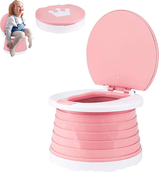 Potty - Child Potty - Toddler Potty - Potty with Lid - Toddler Potty with Lid - Trainer Toilet Seat - Potty for Children - Baby Toilet Seat - Children's Potty - Child-Friendly Design - For Boys and Girls - Portable - Foldable - Pink.