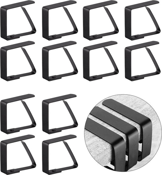 Tablecloth Clips - 12 Pieces - Tablecloth Clips - Table Linen Clips - Small Clips - Adjustable Tablecloth Holders - Table Accessories - Garden Items - Tablecloth Securing - For Thick Tables - For Thick Garden Tables - Stainless Steel - 5 x 4 Cm