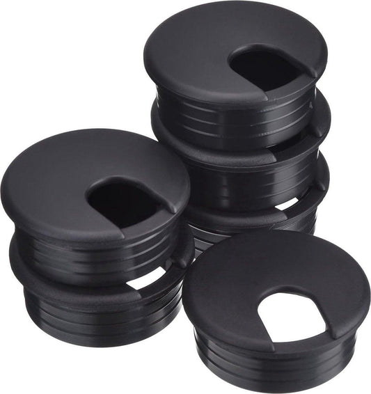 Desk cable grommet - 6 pieces - Ã 45mm - Cable grommet - ABS - Desk cable grommet - Desk end caps - Cable Organizer - Desk cable tray - Plastic cap with opening - Round - Cable organizer - Black - Sustainable - Neat.