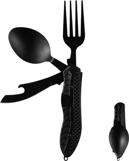 3-In-1 Camping Cutlery - Knife, Fork, Spoon - Foldable Camping Cutlery Multitool - Collapsible - Camping Cutlery - Camping Cutlery - Folding Cutlery - Gift For Men & Women.