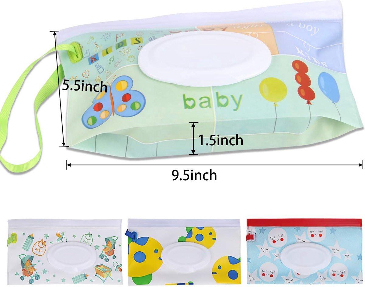 4x Baby Wipes Holder - Moist Tissue Holder - Refillable Portable Wet Wipes Holder - Non-Toxic - Dustproof - With Lanyard - Wet Wipes Box - Baby Wipes Box - Dispenser - Baby Gift - For Makeup Wipes, Cleansing Wipes.