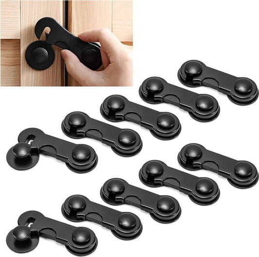 10 Pieces Black - Child Lock - Drawer Child Lock - Refrigerator Lock - Cabinet Child Locks - Cabinet Door Child Safety - Child Security - No Drilling Required - Safety Lock - Door Security - Baby Lock - Child Locks - Drawer Lock - Cabinet & Drawer Securit.