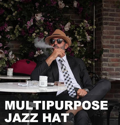 Hats - elegant jazz hat - warm Bucket Hat - Fedora hat - jazz cap - Sun hat - Accessories - Headwear - Hats - Hat - Festival - Gifts - Unisex - for wedding /party /beach /pool /park /camping /picnic /hiking - Brown