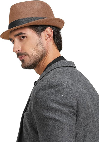 Hats - elegant jazz hat - warm Bucket Hat - Fedora hat - jazz cap - Sun hat - Accessories - Headwear - Hats - Hat - Festival - Gifts - Unisex - for wedding /party /beach /pool /park /camping /picnic /hiking - Brown